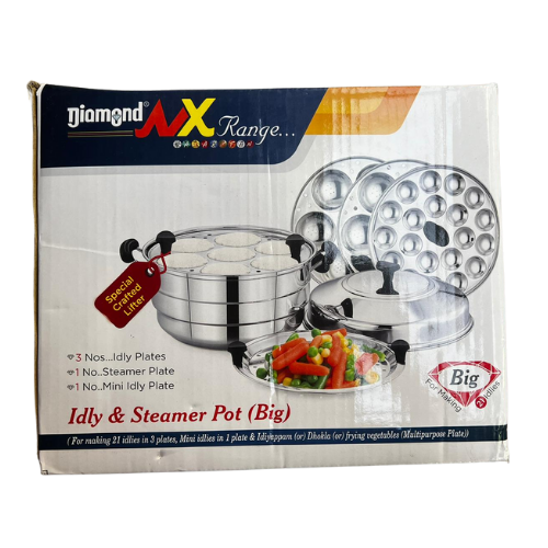 diamond idly pot nx range with steamer - mini idly plate 21