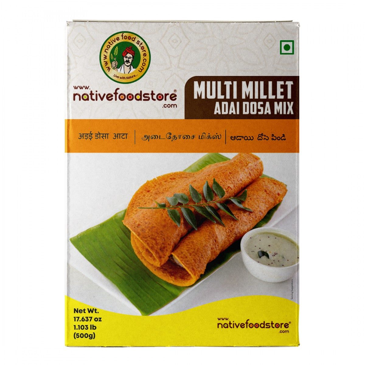 native food store millet ada dosa mix 500g - multi millet