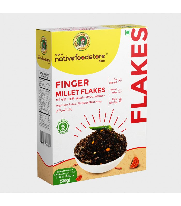 native food store millet flakes 500g - ragi (finger millet)