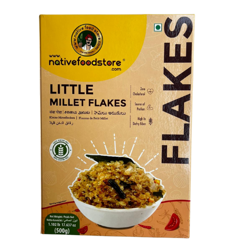 native food store millet flakes 500g - samai (little millet)