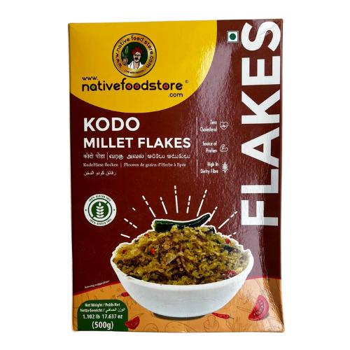 native food store millet flakes 500g - varagu (kodo millet)